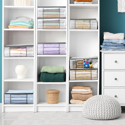 Foldable clothes bags organizing blankets bedding and seasonal garments