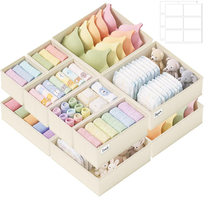 Ten-piece beige foldable drawer organizer set