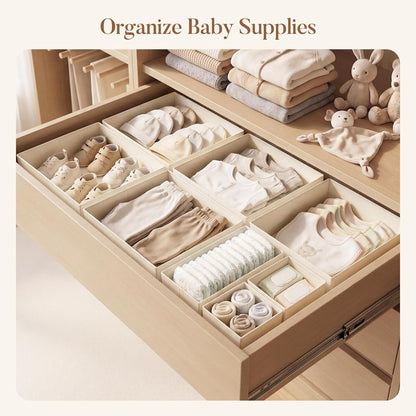 Fabric drawer organizers with removable support boards