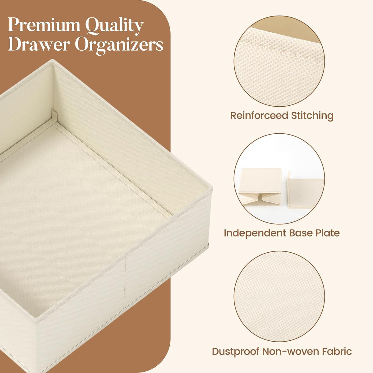 Foldable storage organizers arranged on a closet shelf