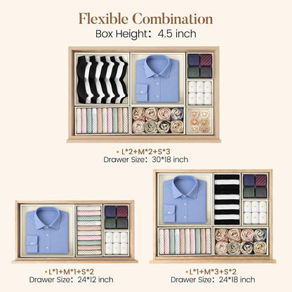 Construction and detail view of the drawer organizer set