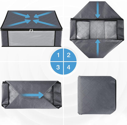 Compact folded clothes storage bag when not in use