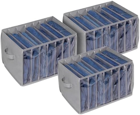 Clear-front wardrobe organizer with separated compartments