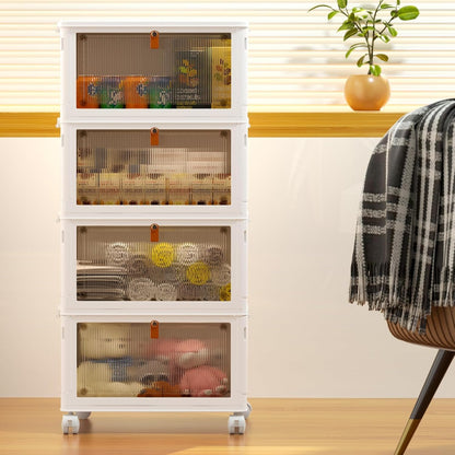 Rolling caster base moving the four-tier storage organizer