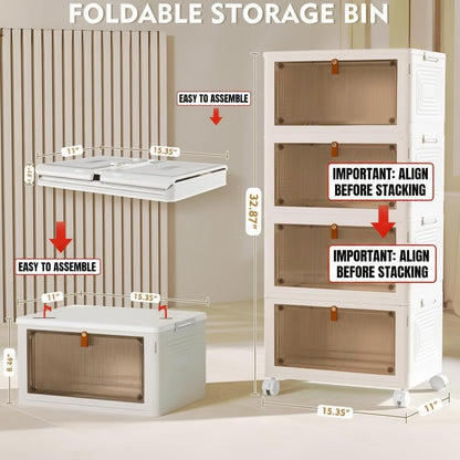 White stackable bins organizing household supplies in multiple rooms
