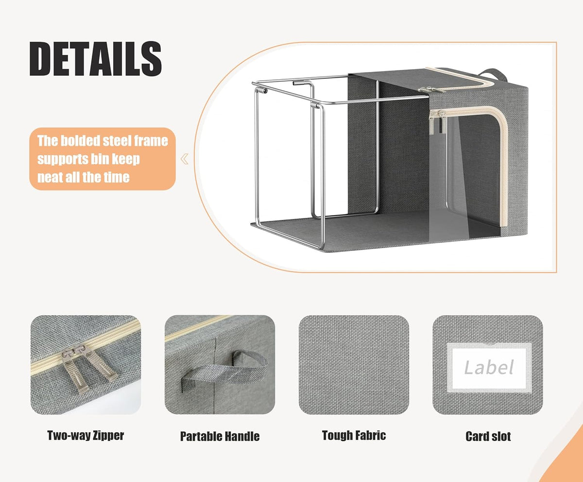 Internal steel frame supporting a square stackable organizer