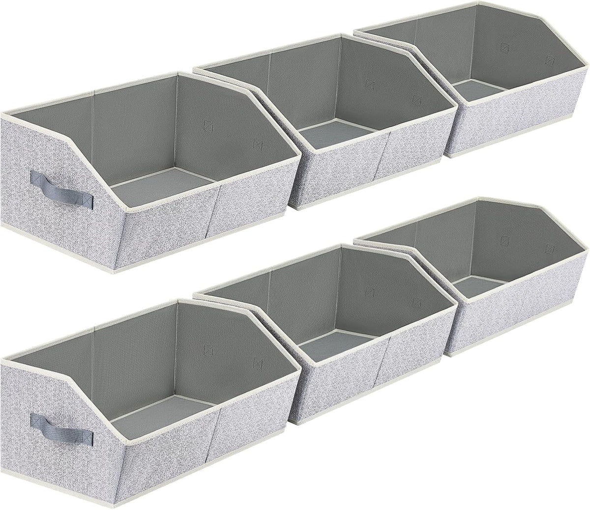 Six blended-color trapezoid fabric closet bins