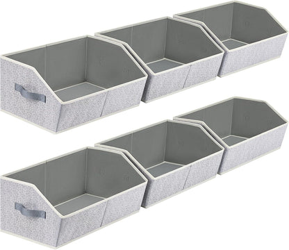 Six blended-color trapezoid fabric closet bins