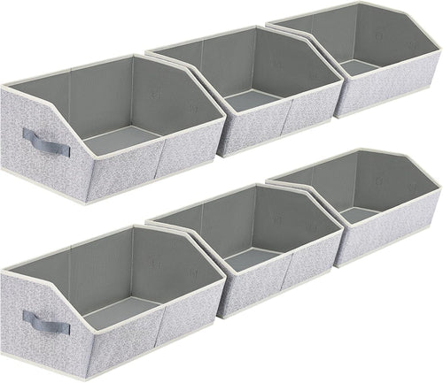 Six blended-color trapezoid fabric closet bins