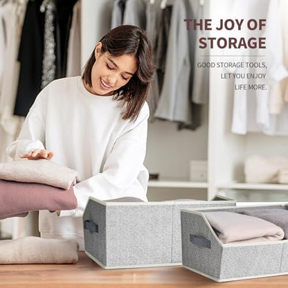 Collapsible storage baskets folded for storage